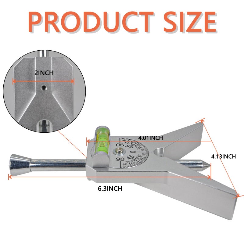 REEPLAR Upgraded Pipe Center Finder  Measure Pipe Diameter  Pipefitter Tools With Centering Head  Measure Pipe Diameter Over 0.5"" & up With 4"" Y-Type Base and Adjustable Dial Bubble Protractor - Image 2